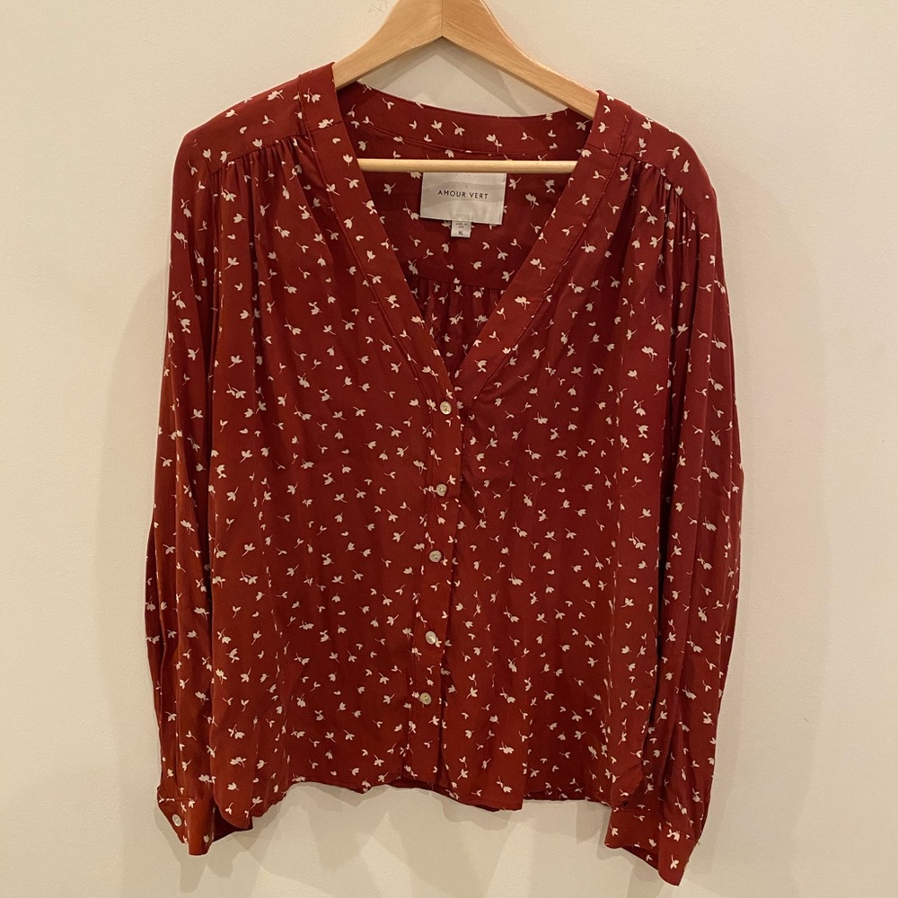 Amour Vert silk blouse xl l 8 10 12